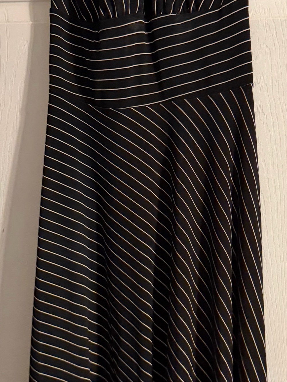 A.P.N.Y. Black Halter Dress with White Pinstripes